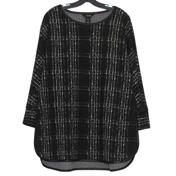 Ali Miles Tunic Top Cottagecore Boho Dark Academia Goth Grunge Plaid Black Large - Picture 1 of 6
